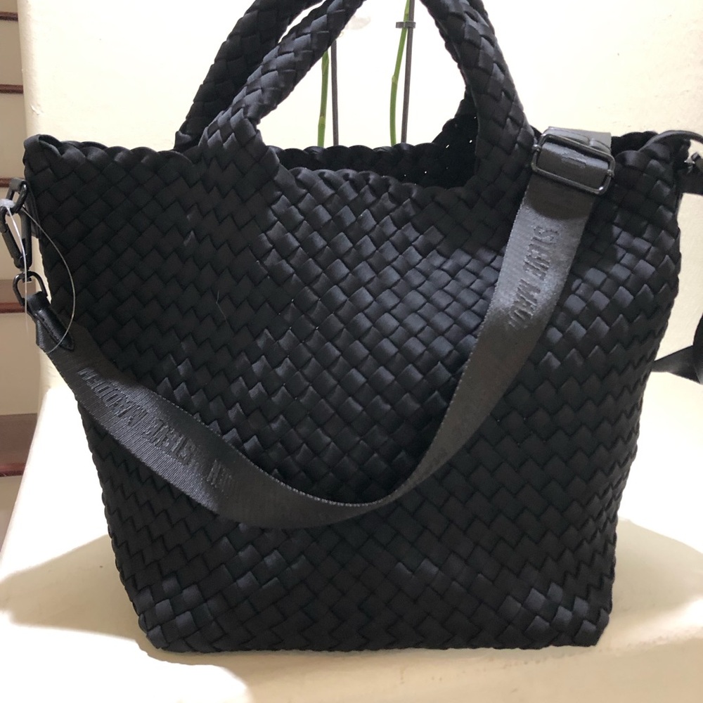 Steve Madden Black Braided Tote Bag